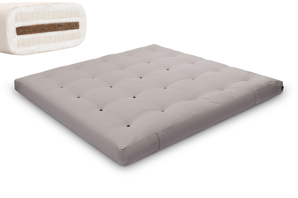 Matratze Futon 200x200 mit Latex-Kokos - Pascall Comfort Relax Grau