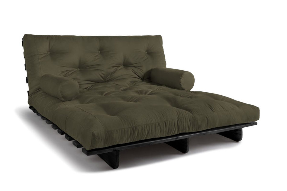 Schlafsofa 160x200 - Slim Comfort Black - Pascall Futon Khaki