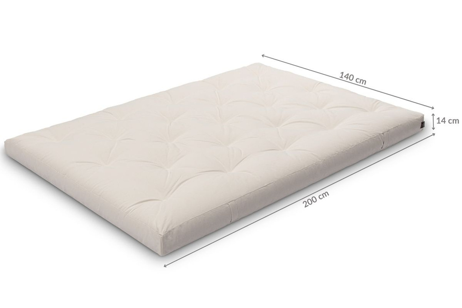 Matratze Futon 140x200 - Pascall Slim Natural Ecru