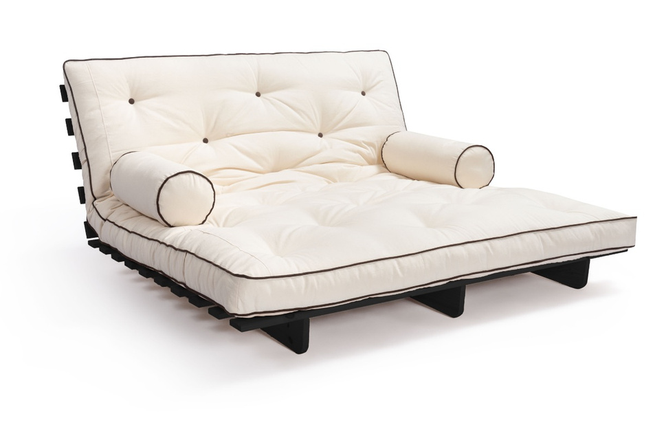 Schlafsofa 180x200 - Slim Exclusive Kedro Black - Pascall Futon Ecru