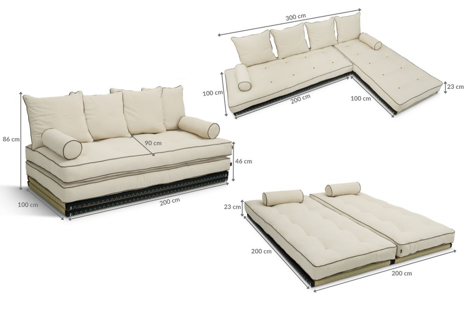 Ecksofa Tatami Medium Latex Kedro 100x200 - Pascall Futon Leinen