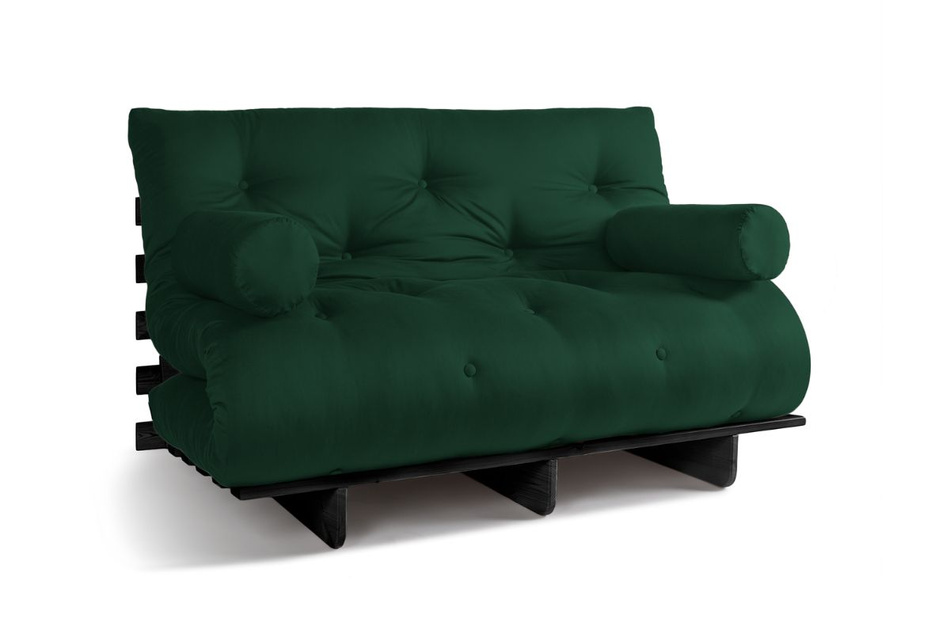 Schlafsofa 140x200 - Slim Basic Black - Pascall Futon Flaschengrün