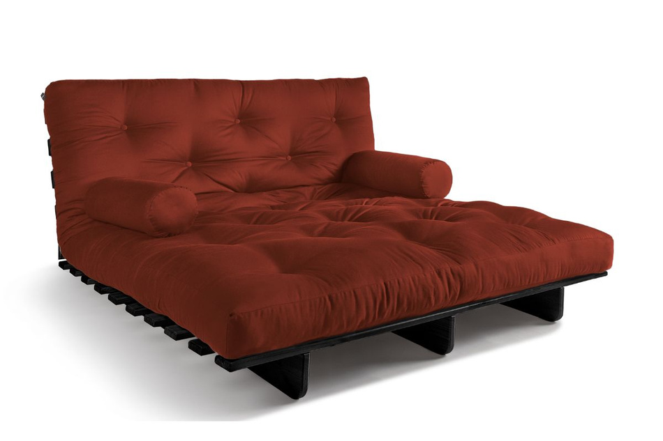 Schlafsofa 140x200 - Slim Comfort Black - Pascall Futon Ziegelstein