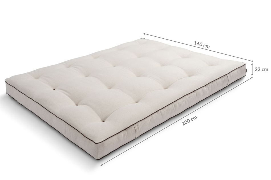 Matratze Futon 160x200 mit Latex-Kokos - Pascall Comfort Relax Hard Kedro Leinen