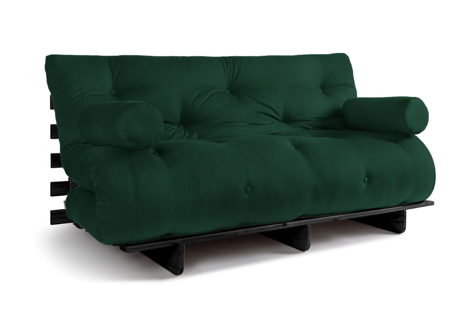 Schlafsofa 160x200 - Slim Comfort Black - Pascall Futon Flaschengrün