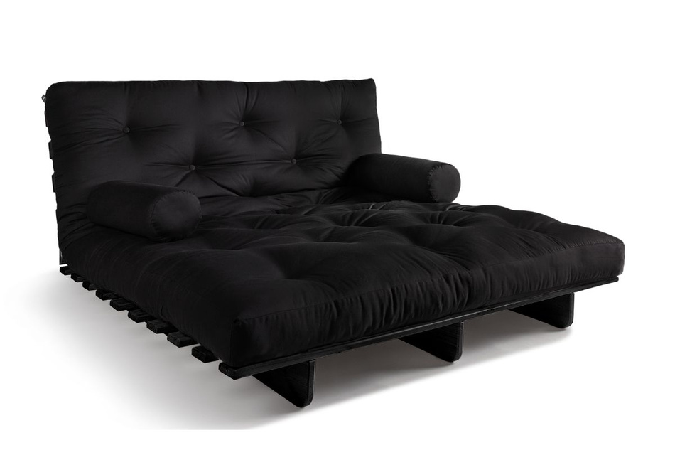 Schlafsofa 140x200 - Slim Comfort Black - Pascall Futon Schwarz