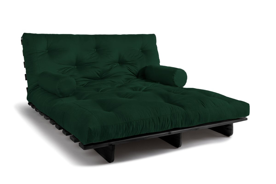 Schlafsofa 160x200 - Slim Exclusive Black - Pascall Futon Flaschengrün