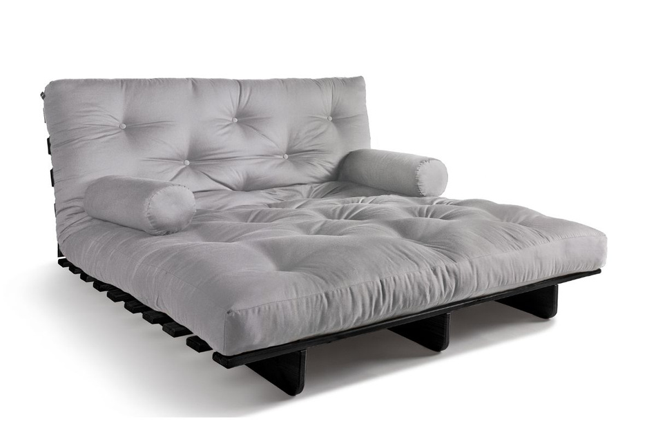 Schlafsofa 140x200 - Slim Basic Black - Pascall Futon Tauben-Glow