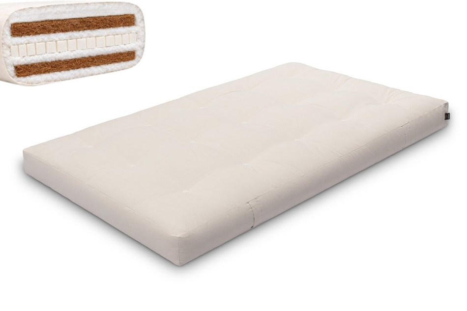 Matratze Futon 120x200 mit Latex-Kokos - Pascall Comfort Relax Hard Ecru