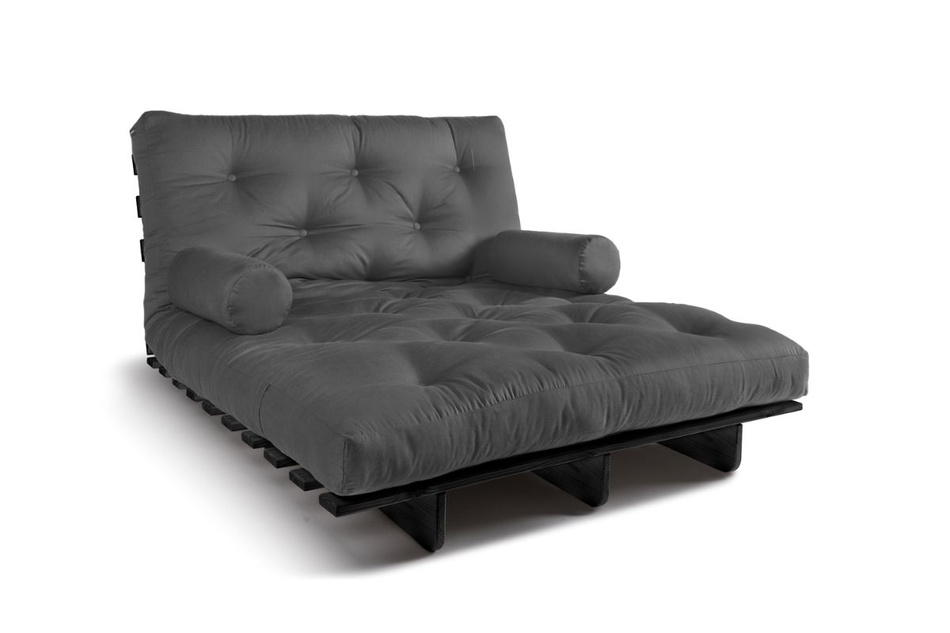 Schlafsofa 120x200 - Slim Basic Black - Pascall Futon Grau