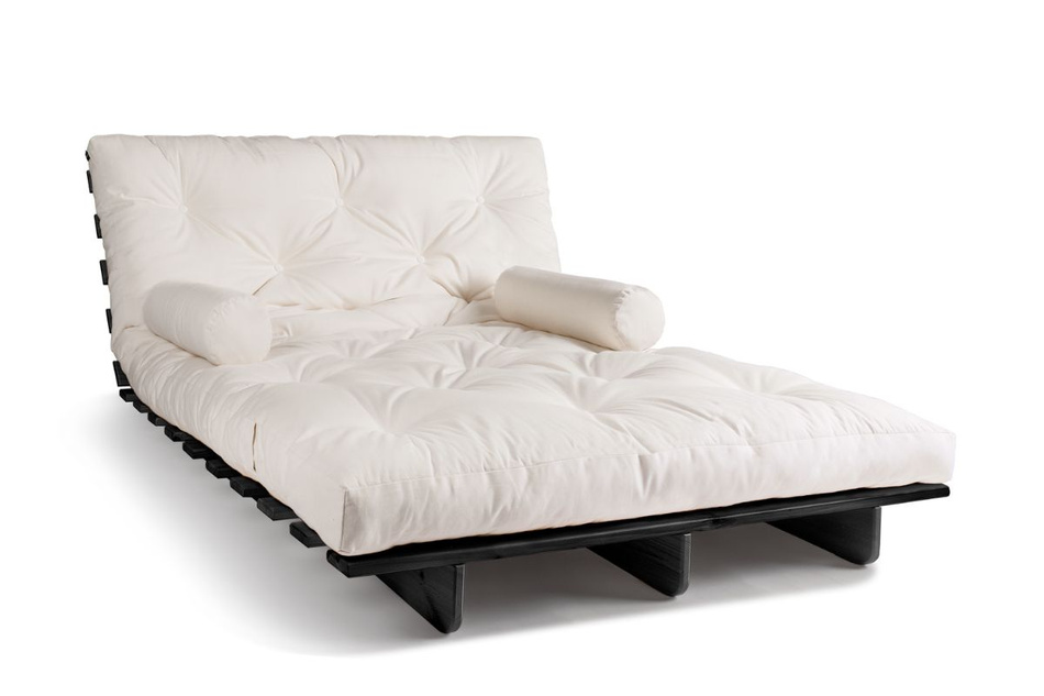 Schlafsofa 140x200 - Slim Exclusive Black - Pascall Futon Ecru