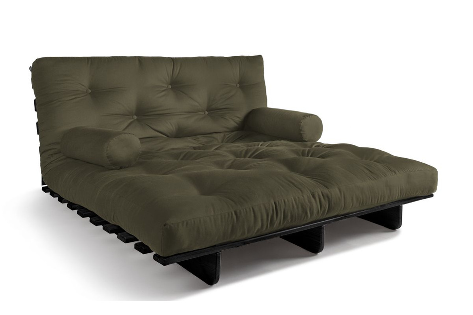 Schlafsofa 140x200 - Slim Comfort Black - Pascall Futon Khaki