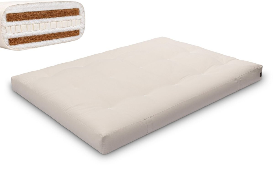 Matratze Futon 140x200 mit Latex-Kokos - Pascall Comfort Relax Hard Ecru