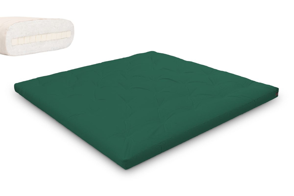 Matratze Futon 200x200 mit Latex - Pascall Slim Latex Flaschengrün