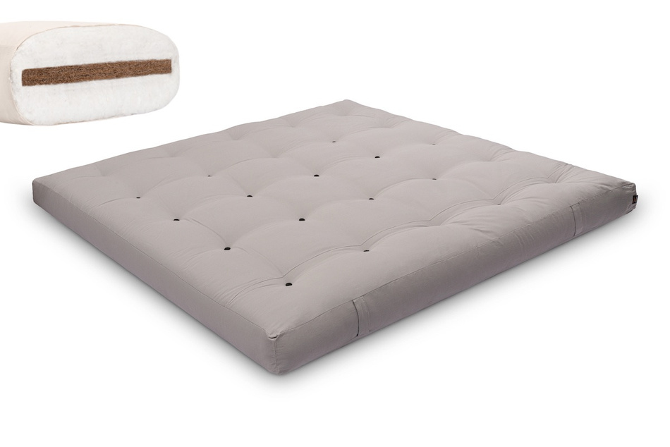 Matratze Futon 200x200 mit Kokos - Pascall Medium Coco Grau