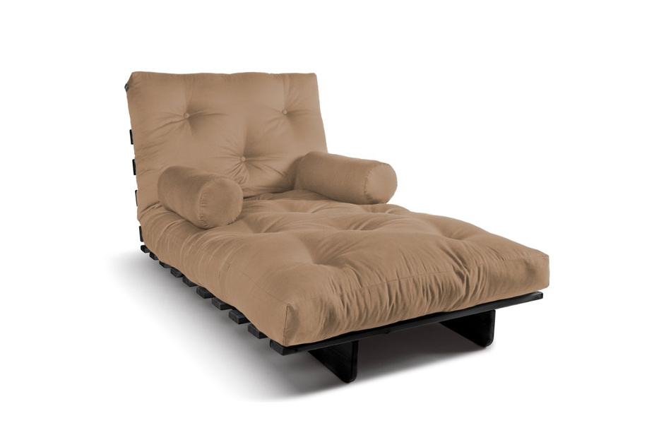 Schlafsofa 90x200 - Slim Comfort Black - Pascall Futon Beige