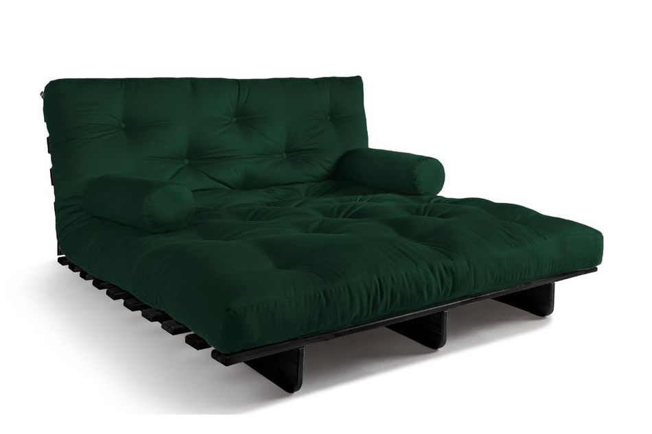 Schlafsofa 140x200 - Slim Exclusive Black - Pascall Futon Flaschengrün