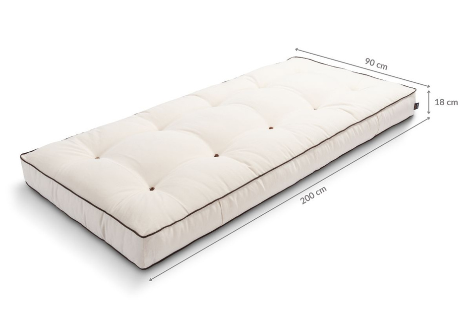 Matratze Futon 90x200 mit Kokos - Pascall Medium Duo Coco Kedro Ecru