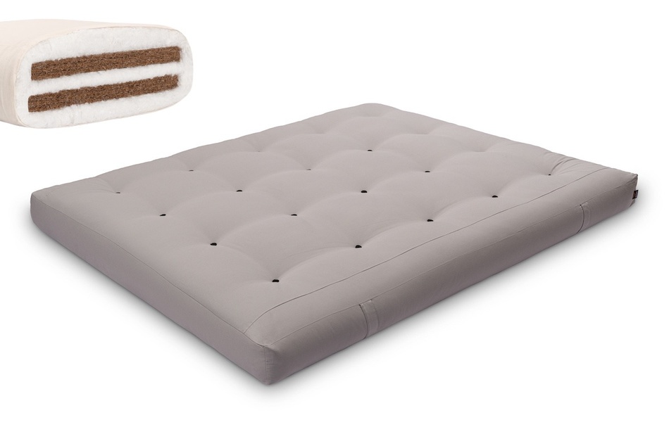 Matratze Futon 180x200 mit Kokos - Pascall Medium Duo Coco Grau