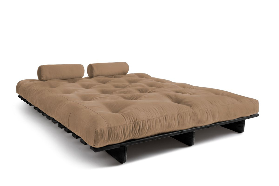 Schlafsofa 160x200 - Slim Comfort Black - Pascall Futon Beige