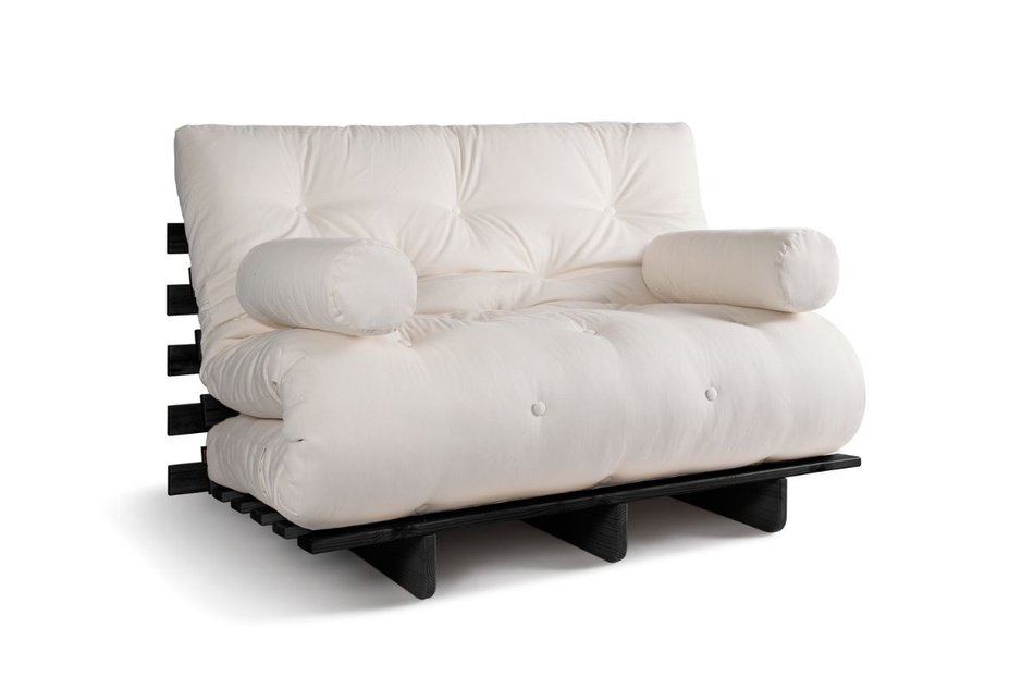 Schlafsofa 120x200 - Slim Exclusive Black - Pascall Futon Ecru