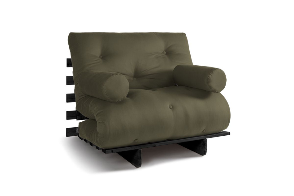 Schlafsofa 90x200 - Slim Basic Black - Pascall Futon Khaki