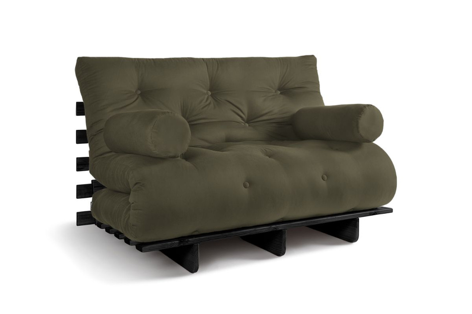 Schlafsofa 120x200 - Slim Comfort Black - Pascall Futon Khaki