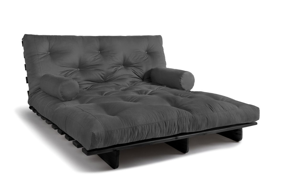 Schlafsofa 160x200 - Slim Comfort Black - Pascall Futon Grau