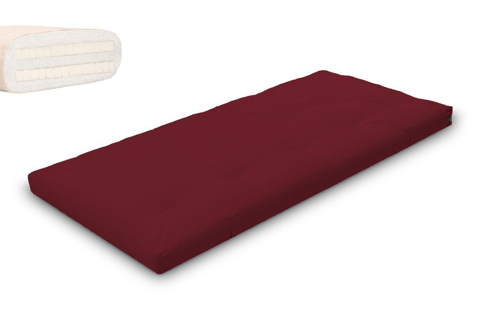 Matratze Futon 90x200 mit Latex - Pascall Slim Duo Latex Bordeaux