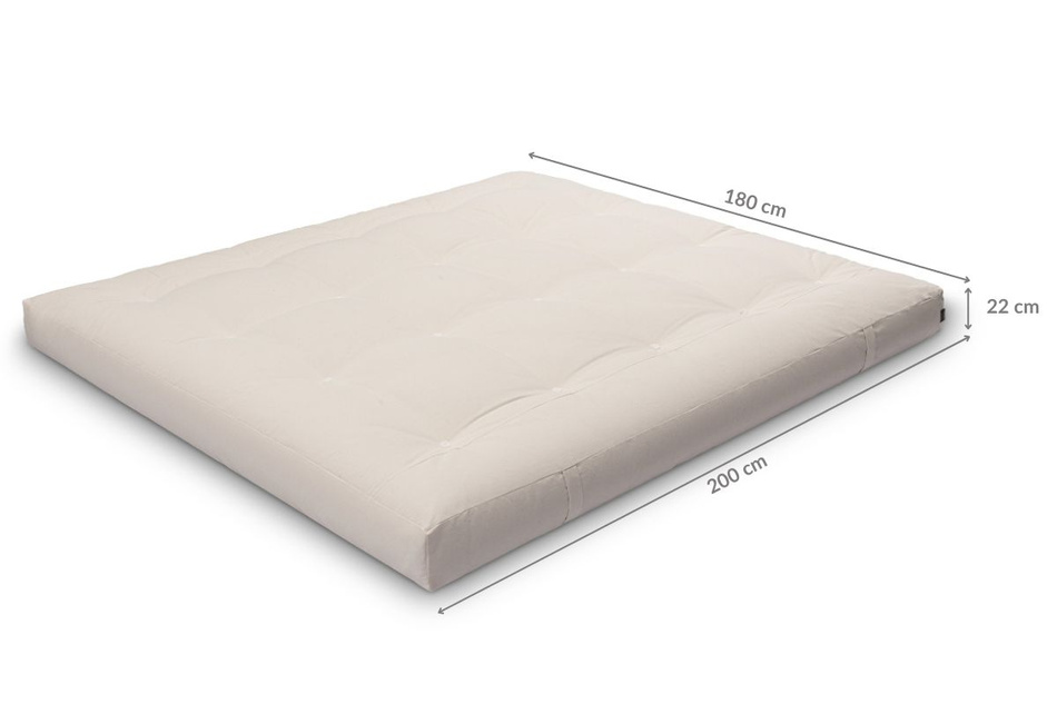 Matratze Futon 180x200 mit Wolle, Latex und Kokos - Pascall Comfort Wool Ecru