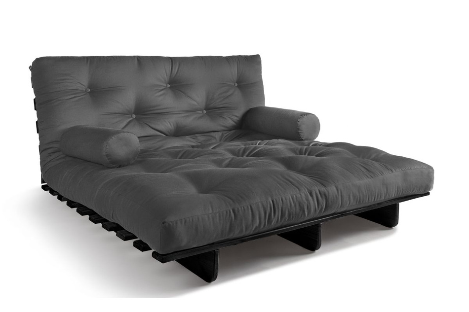 Schlafsofa 140x200 - Slim Basic Black - Pascall Futon Grau
