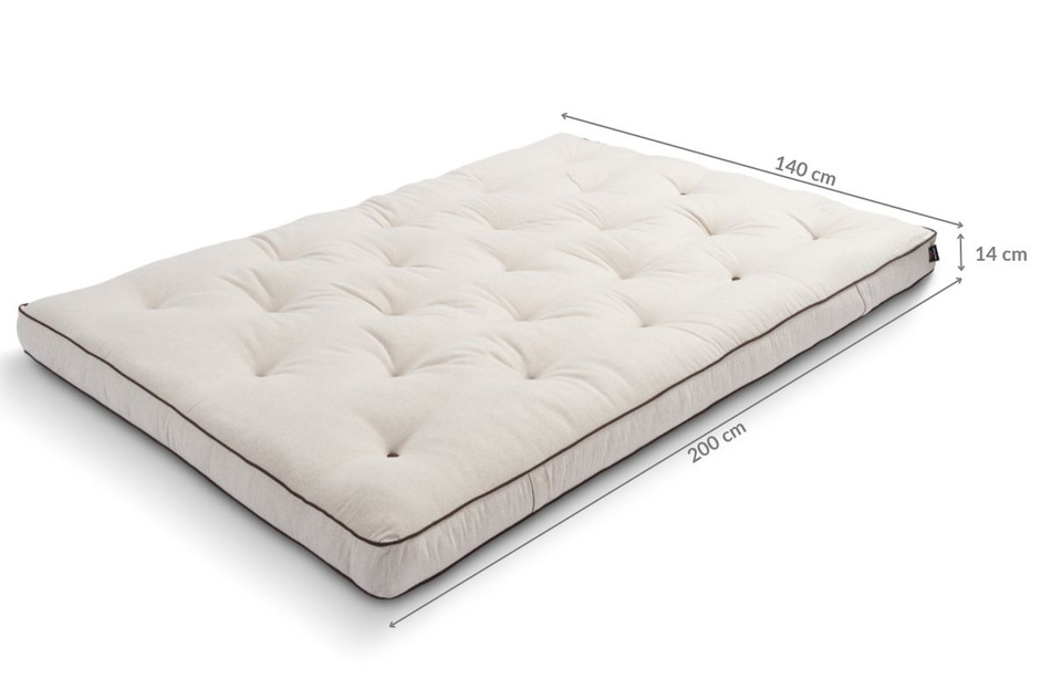 Matratze Futon 140x200 - Pascall Slim Natural Kedro Leinen