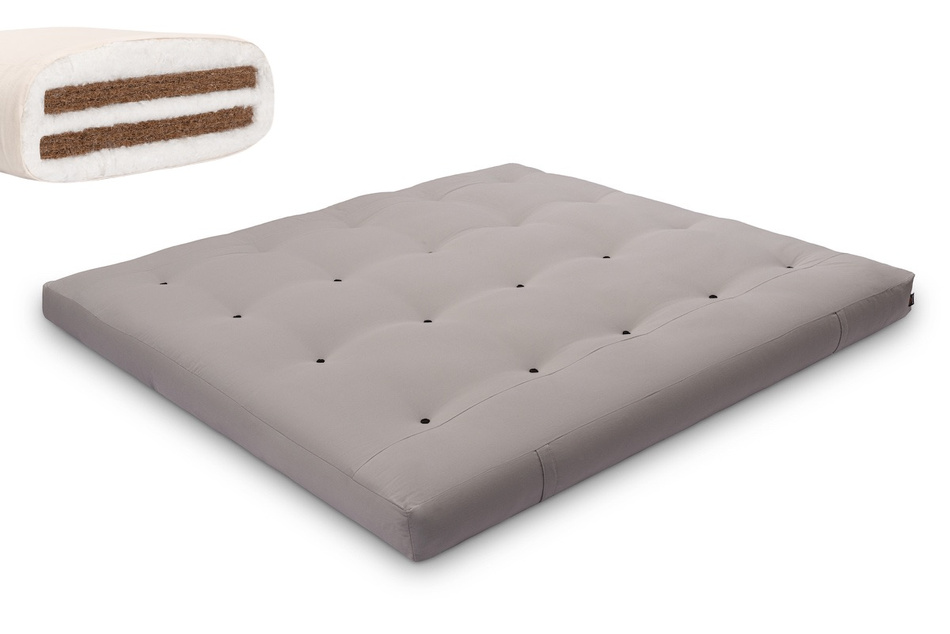 Matratze Futon 140x200 mit Kokos - Pascall Medium Duo Coco Grau