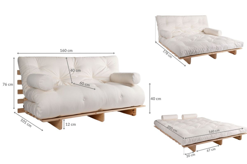 Schlafsofa 160x200 - Slim Basic Kedro Black - Pascall Futon Leinen