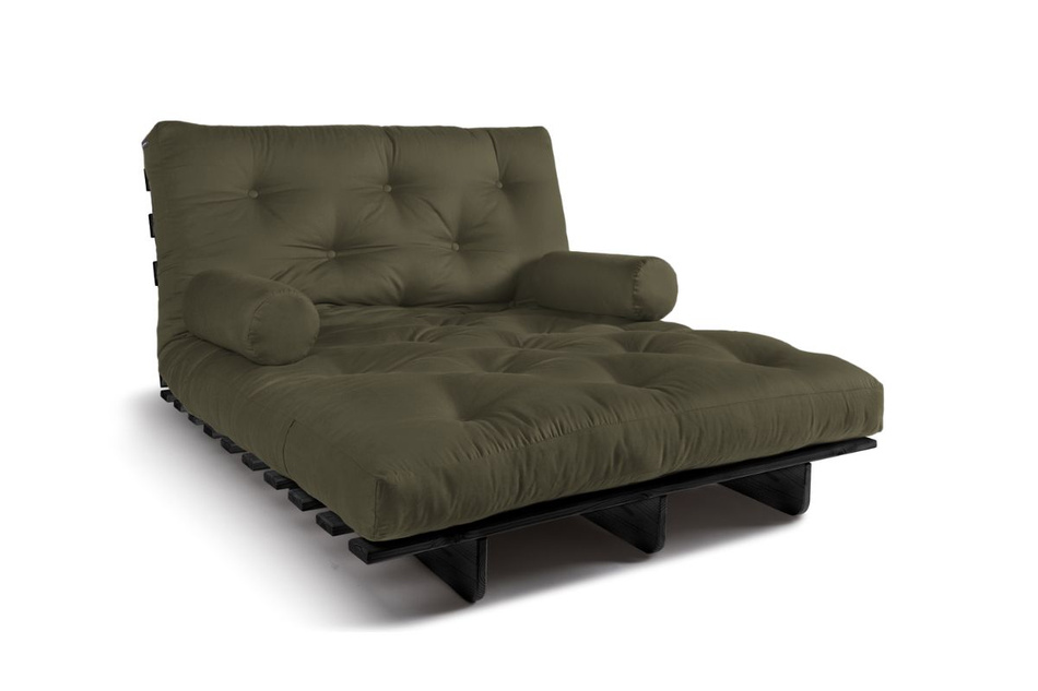 Schlafsofa 120x200 - Slim Exclusive Black - Pascall Futon Khaki