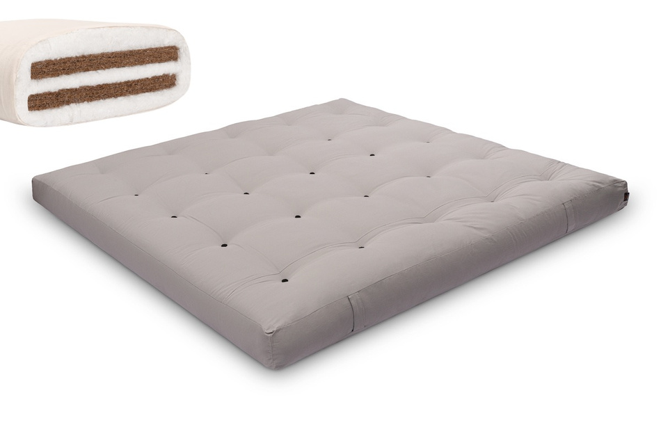 Matratze Futon 200x200 mit Kokos - Pascall Medium Duo Coco Grau