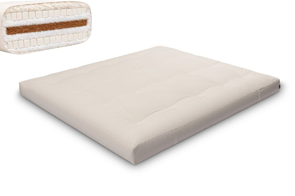Matratze Futon 180x200 mit Wolle, Latex und Kokos - Pascall Comfort Wool Ecru