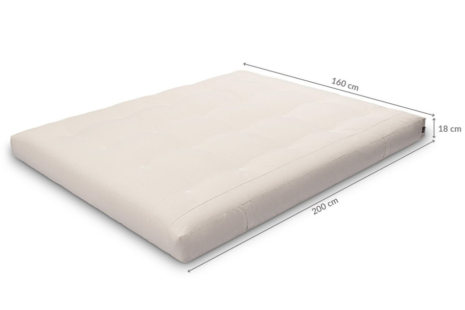 Matratze Futon 160x200 mit Kokos - Pascall Medium Coco Ecru