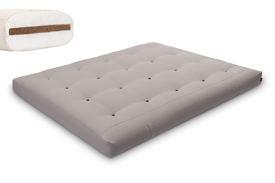 Matratze Futon 160x200 mit Kokos - Pascall Medium Coco Grau