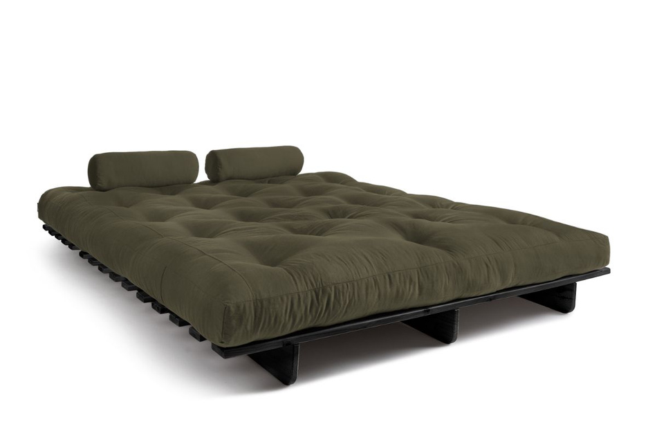 Schlafsofa 160x200 - Slim Basic Black - Pascall Futon Khaki