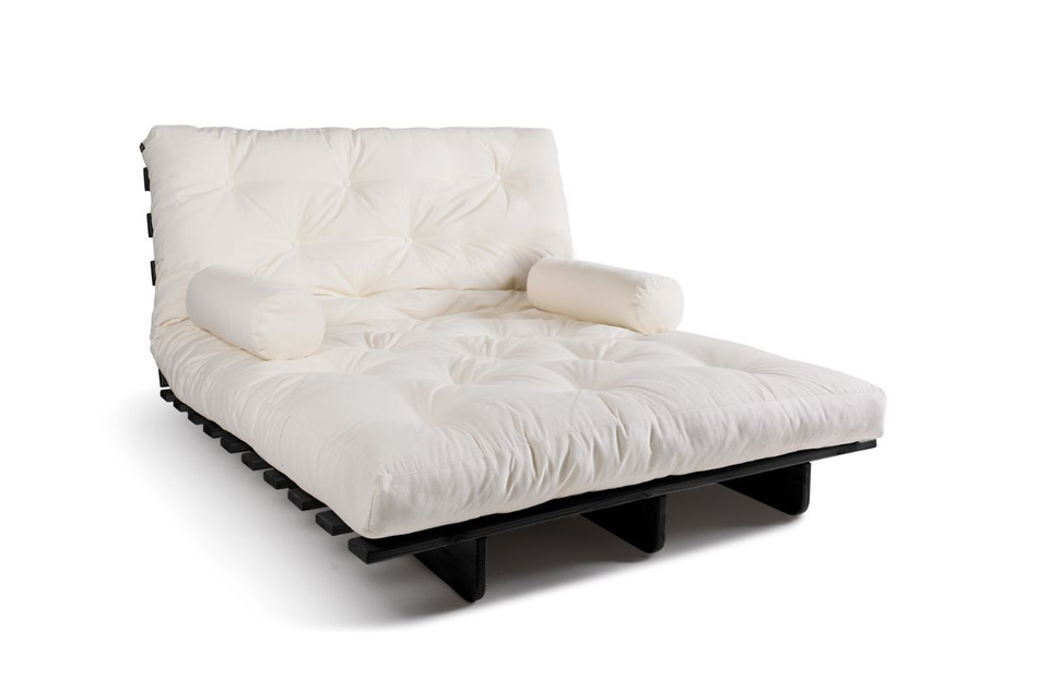Schlafsofa 120x200 - Slim Exclusive Black - Pascall Futon Ecru