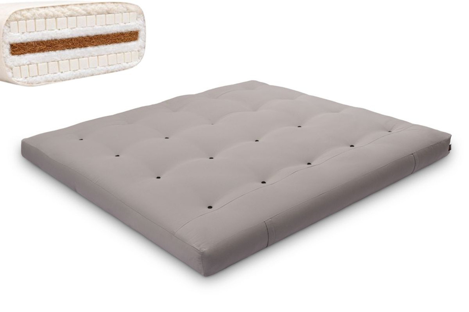 Matratze Futon 180x200 mit Wolle, Latex und Kokos - Pascall Comfort Wool Grau