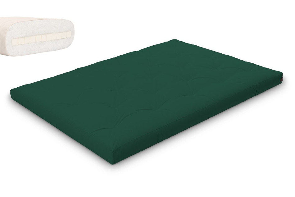 Matratze Futon 140x200 mit Latex - Pascall Slim Latex Flaschengrün