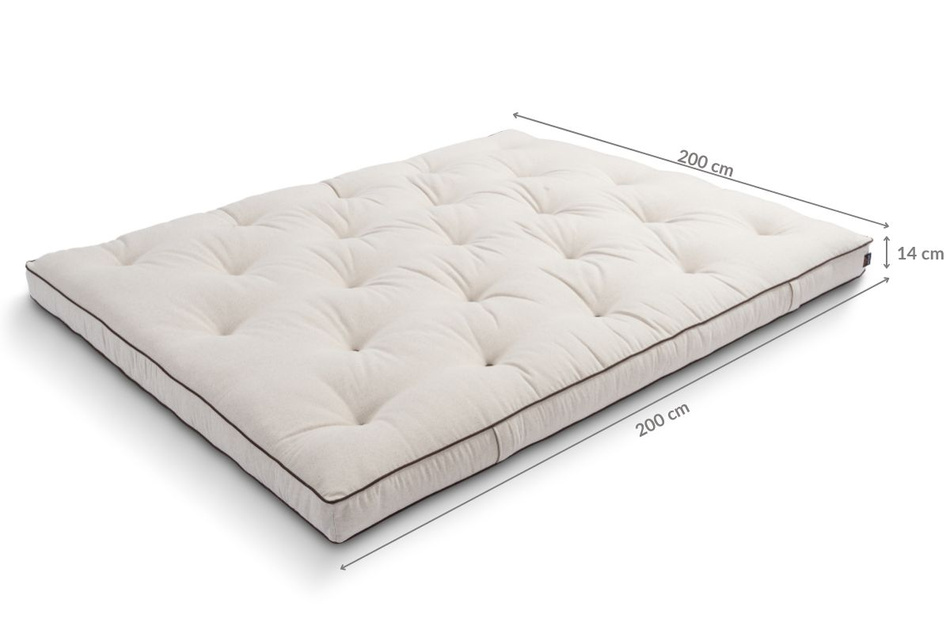 Matratze Futon 200x200 - Pascall Slim Natural Kedro Leinen