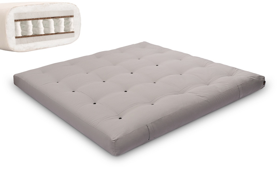 Matratze Futon 200x200 - Pascall Hybrid Pocket H4 Grau