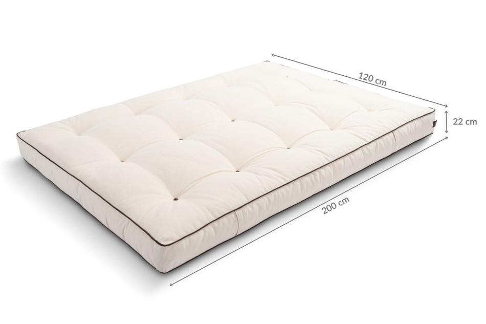 Matratze Futon 120x200 mit Latex-Kokos - Pascall Comfort Relax Hard Kedro Ecru