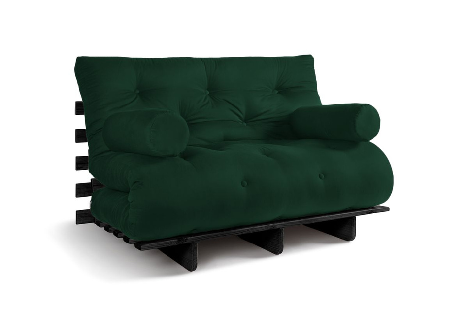 Schlafsofa 120x200 - Slim Exclusive Black - Pascall Futon Flaschengrün