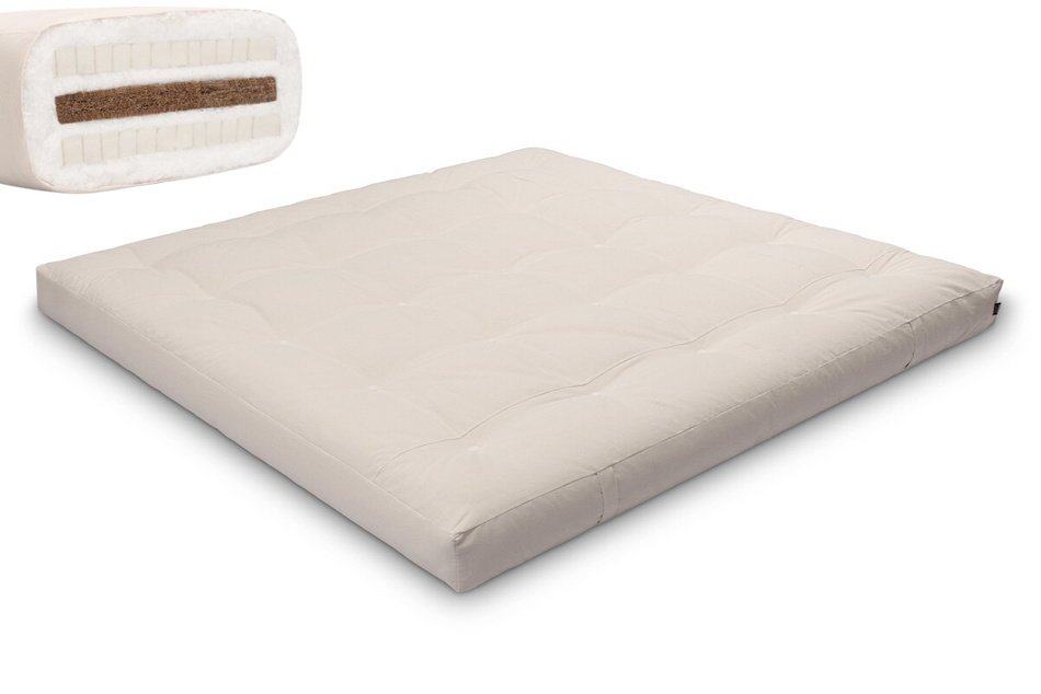 Matratze Futon 200x200 mit Latex-Kokos - Pascall Comfort Relax Ecru