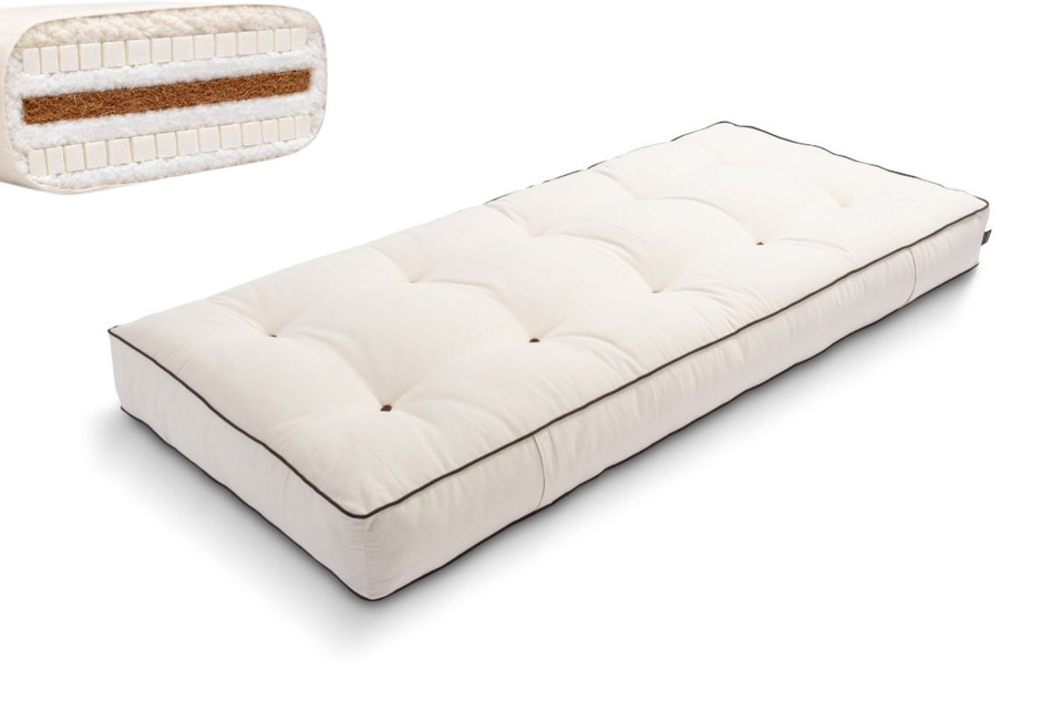 Matratze Futon 90x200 mit Wolle, Latex und Kokos - Pascall Comfort Wool Kedro Ecru