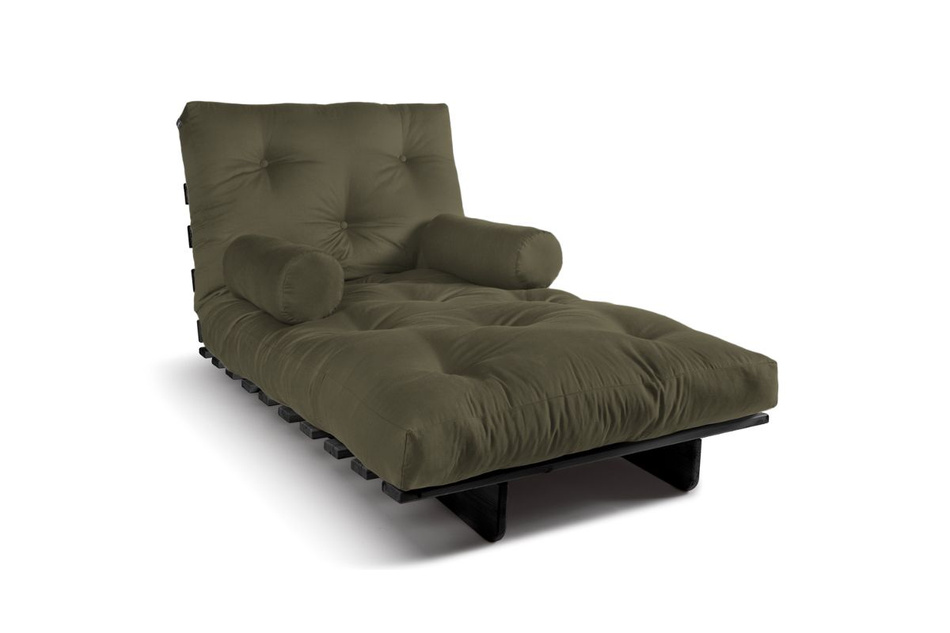 Schlafsofa 90x200 - Slim Comfort Black - Pascall Futon Khaki